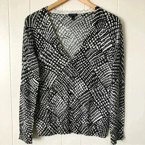Talbots Lightweight Printed Cotton Blend Cardigan Size M